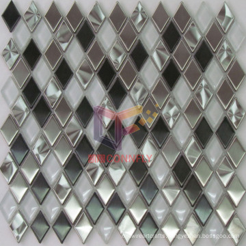 Rhombic Glass and Stainless Steel Mixed Metal Crystal Mosaic (CFM807)